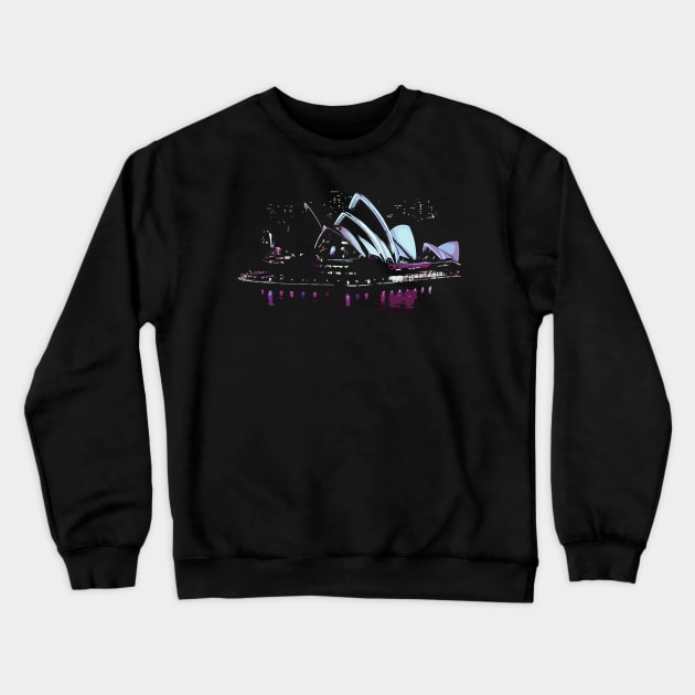 Sydney Opera House Retrofuture Crewneck Sweatshirt by StupidHead